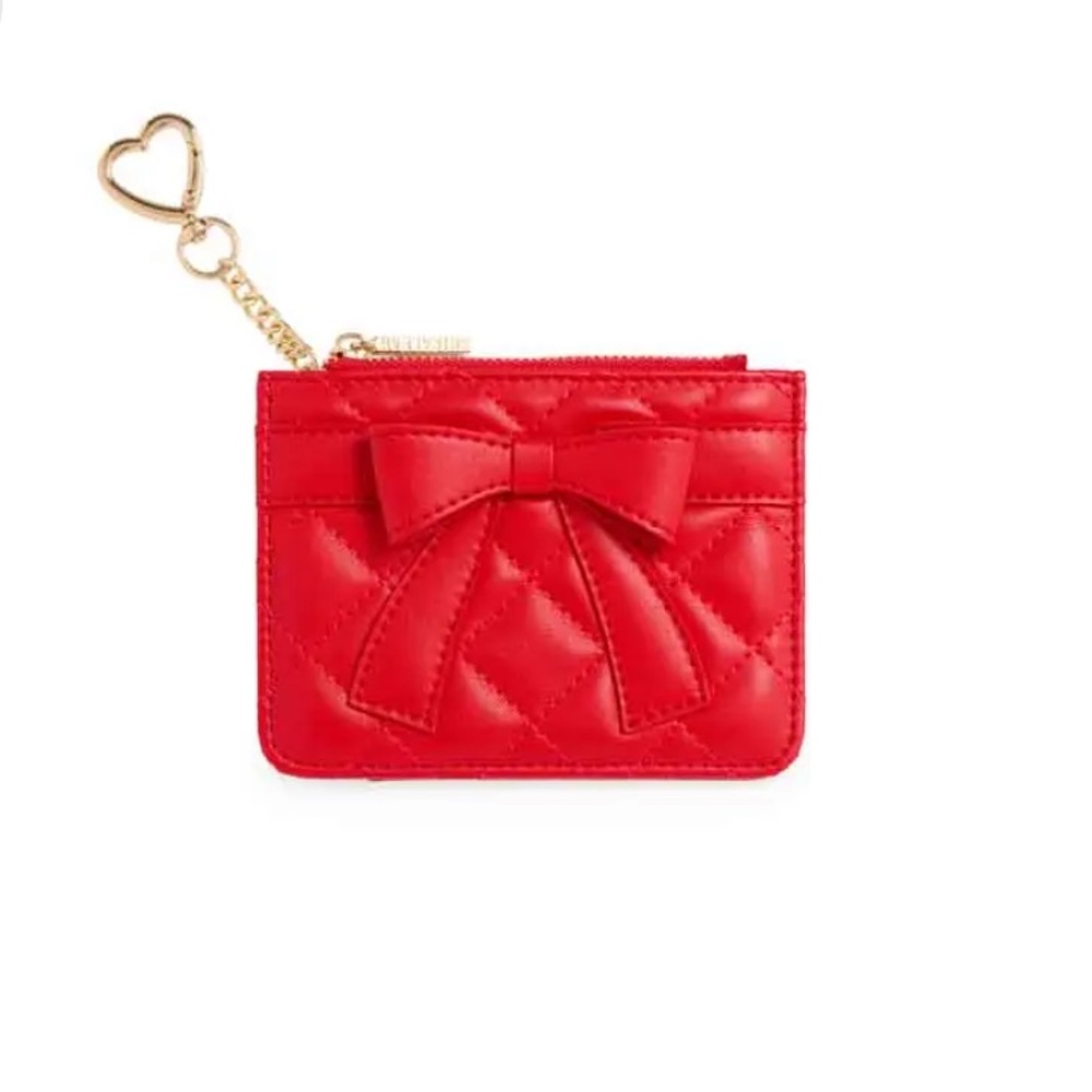 Shiraleah Quilted Bow Card Holder pink or red